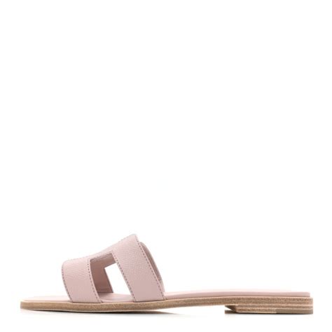 HERMES Epsom Oran Sandals 38 Rose Porcelaine